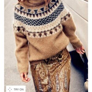 ZARA ALPACA BLEND JACQUARD JUMPER NWT